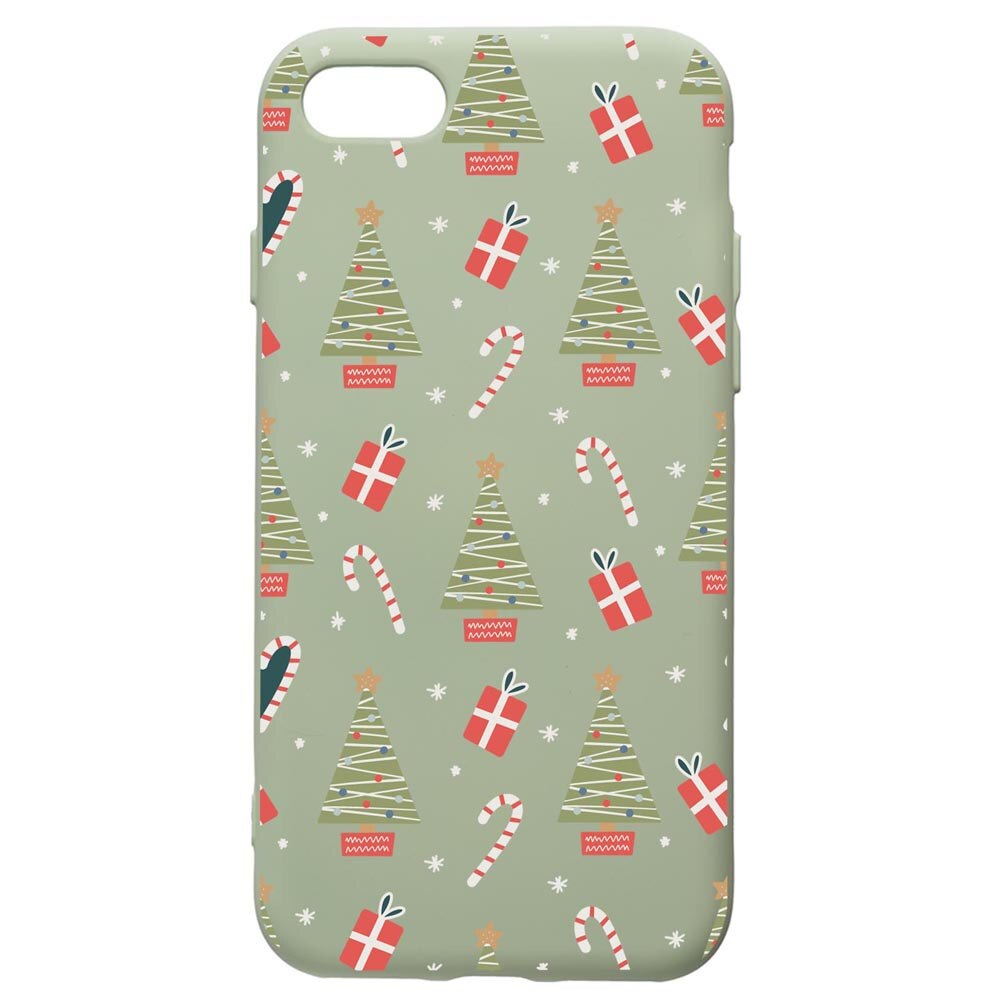 Husa Premium Silicon Compatibila Cu Apple iPhone SE 2 / iPhone 8 / iPhone 7, Christmas Pattern, cu interiorul din material textil, protectie camera, Beryl, PGR873