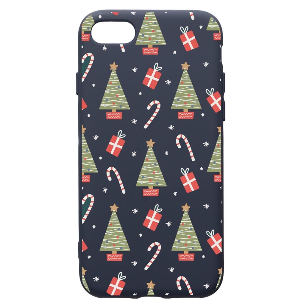 Husa Premium Silicon Compatibila Cu Apple IPhone SE 2 / iPhone 8 / iPhone 7, Christmas Pattern, cu interiorul din material textil, protectie camera, Alaskan Blue, PAB873
