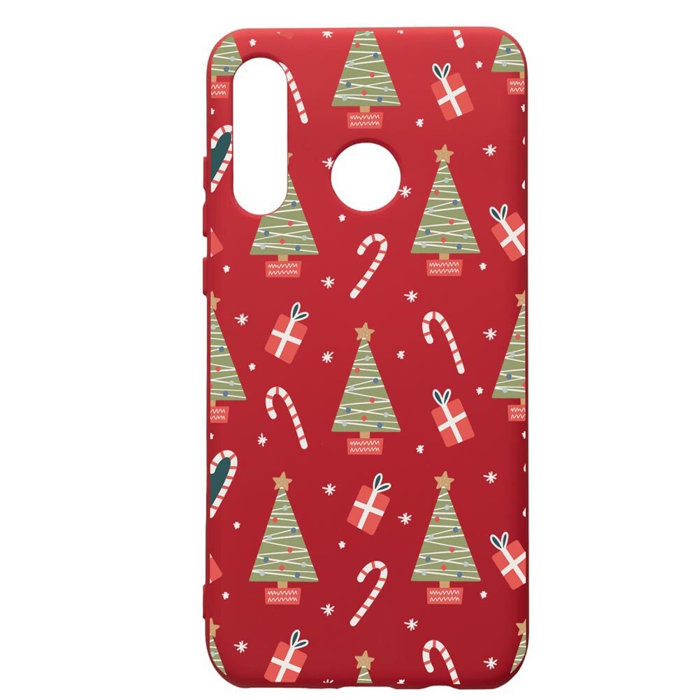 Husa Premium Silicon Compatibila Cu Huawei P30 Lite, Christmas Pattern, silicon, cu interiorul din material textil, protectie camera, Red, PR873