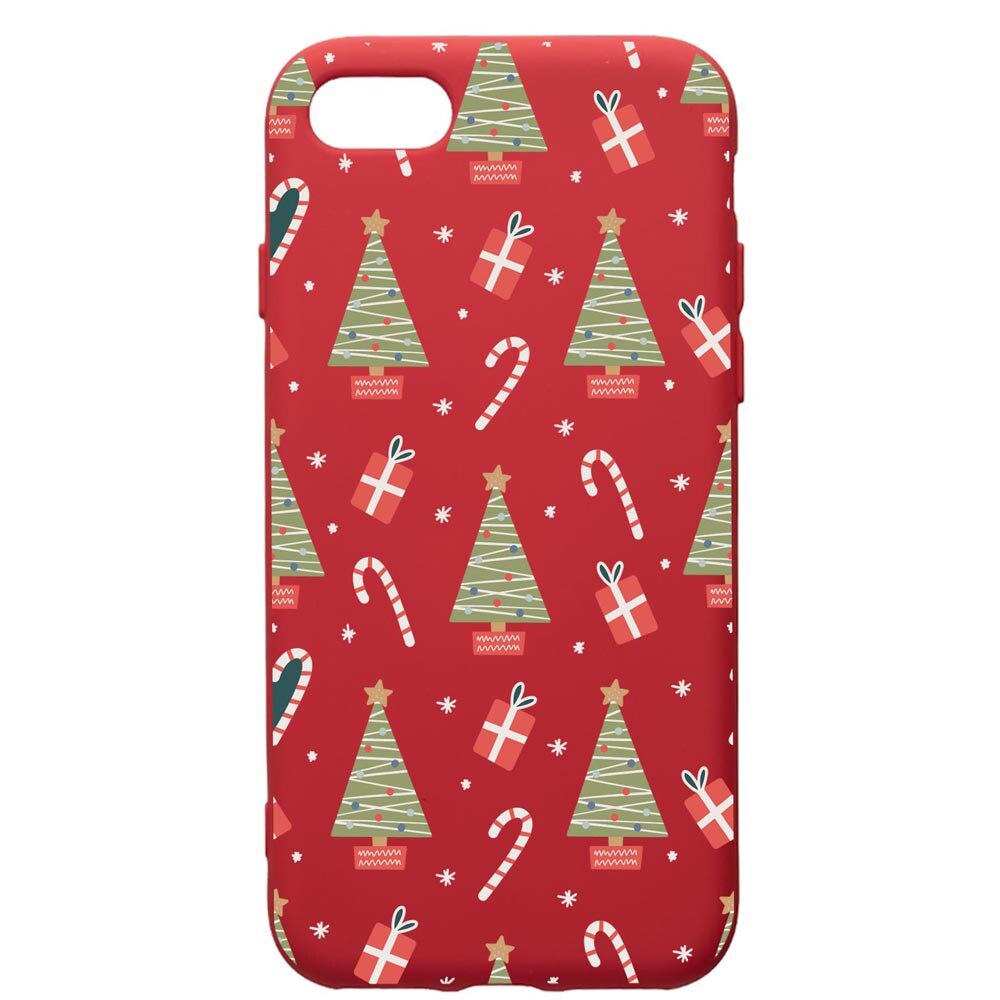 Husa Premium Silicon Compatibila Cu Apple iPhone SE 2 / iPhone 8 / iPhone 7, Christmas Pattern, silicon, cu interiorul din material textil, protectie camera, Red, PR873
