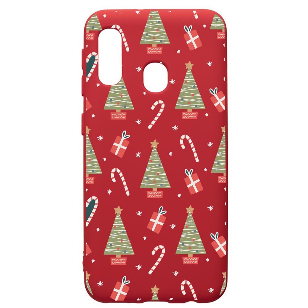 Husa Premium Silicon Compatibila Cu Samsung Galaxy A20E, Christmas Pattern, silicon, cu interiorul din material textil, protectie camera, Red, PR873