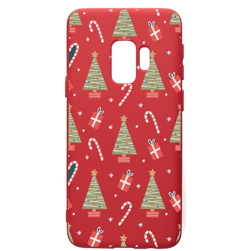 Husa Premium Silicon Compatibila Cu Samsung Galaxy S9, Christmas Pattern, silicon, cu interiorul din material textil, protectie camera, Red, PR873