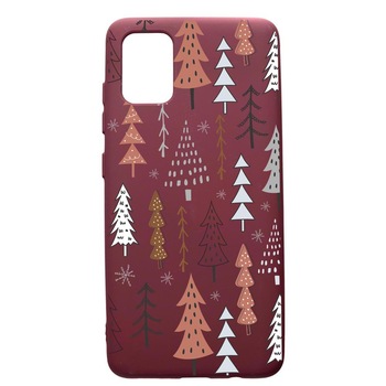 Husa Premium Silicon compatibila cu Apple iPhone 11 Pro Max, Hand Drawn Christmas Tree, cu interiorul din material textil, protectie camera, Burgundy, PBR875 Husa Premium Silicon compatibila cu Apple iPhone 11 Pro Max, Hand Drawn Christmas Tree, cu interiorul din material textil, protectie camera, Burgundy, PBR875