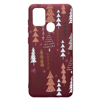 Husa Premium Silicon compatibila cu Samsung Galaxy A21S, Hand Drawn Christmas Tree, cu interiorul din material textil, protectie camera, Burgundy, PBR875 Husa Premium Silicon compatibila cu Samsung Galaxy A21S, Hand Drawn Christmas Tree, cu interiorul din material textil, protectie camera, Burgundy, PBR875