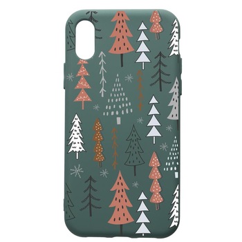 Husa Premium Silicon Compatibila Cu Huawei Y5 2019, Hand Drawn Christmas Tree, cu interiorul din material textil, protectie camera, Forest Green, PFG875 Husa Premium Silicon Compatibila Cu Huawei Y5 2019, Hand Drawn Christmas Tree, cu interiorul din material textil, protectie camera, Forest Green, PFG875
