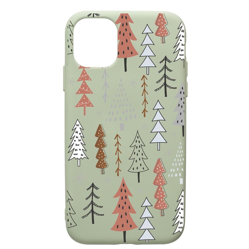 Husa Premium Silicon Compatibila Cu Apple iPhone 11 Pro Max, Hand Drawn Christmas Tree, cu interiorul din material textil, protectie camera, Beryl, PGR875
