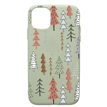Husa Premium Silicon Compatibila Cu Apple iPhone 12 Pro, Hand Drawn Christmas Tree, cu interiorul din material textil, protectie camera, Beryl, PGR875 Husa Premium Silicon Compatibila Cu Apple iPhone 12 Pro, Hand Drawn Christmas Tree, cu interiorul din material textil, protectie camera, Beryl, PGR875