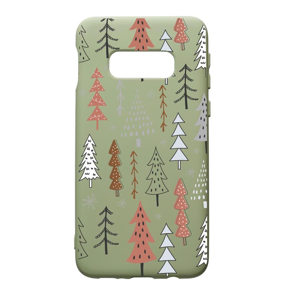 Husa Premium Silicon Compatibila Cu Samsung Galaxy S10, Hand Drawn Christmas Tree, cu interiorul din material textil, protectie camera, Beryl, PGR875