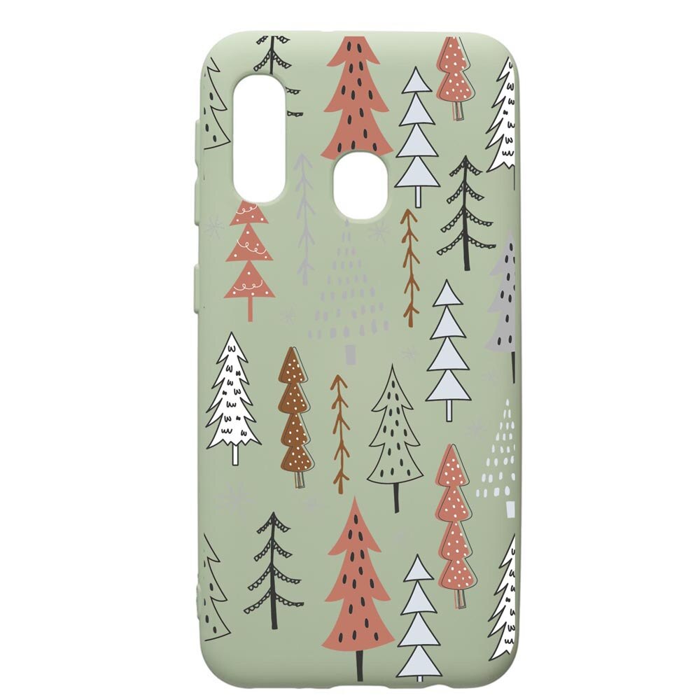 Husa Premium Silicon Compatibila Cu Samsung Galaxy A20e, Hand Drawn Christmas Tree, cu interiorul din material textil, protectie camera, Beryl, PGR875
