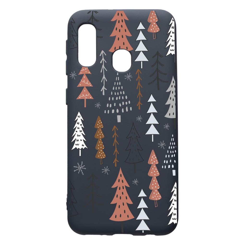 Husa Premium Silicon Compatibila Cu Samsung Galaxy A20E, Hand Drawn Christmas Tree, cu interiorul din material textil, protectie camera, Alaskan Blue, PAB875