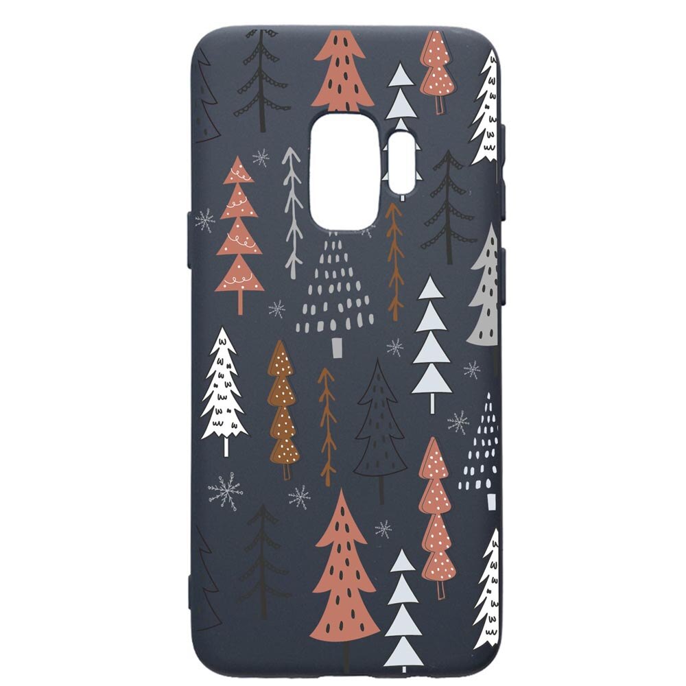 Husa Premium Silicon Compatibila Cu Samsung Galaxy S9, Hand Drawn Christmas Tree, cu interiorul din material textil, protectie camera, Alaskan Blue, PAB875