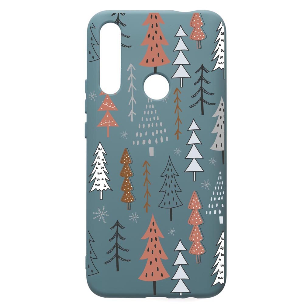 Husa Premium Silicon Compatibila Cu Huawei P Smart Z, Hand Drawn Christmas Tree, silicon, cu interiorul din material textil, protectie camera, Cornflower, PCF875