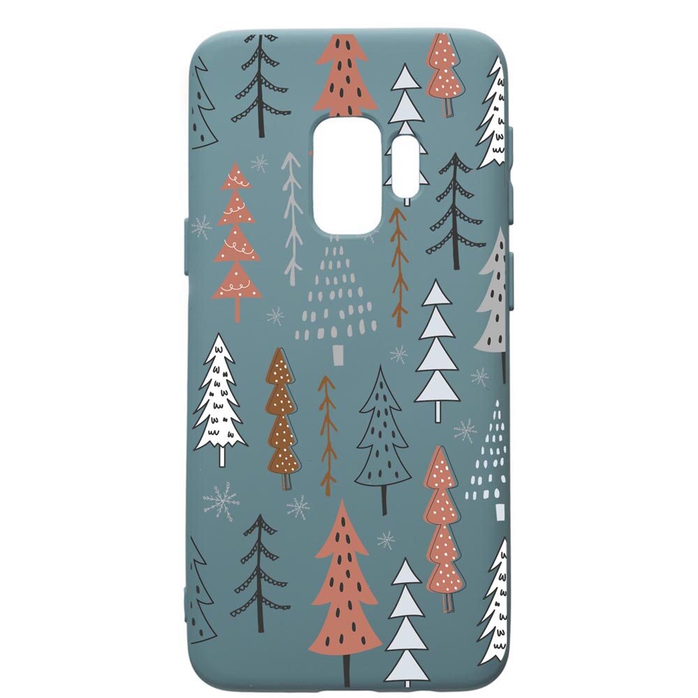 Husa Premium Silicon Compatibila Cu Samsung Galaxy S9, Hand Drawn Christmas Tree, silicon, cu interiorul din material textil, protectie camera, Cornflower, PCF875