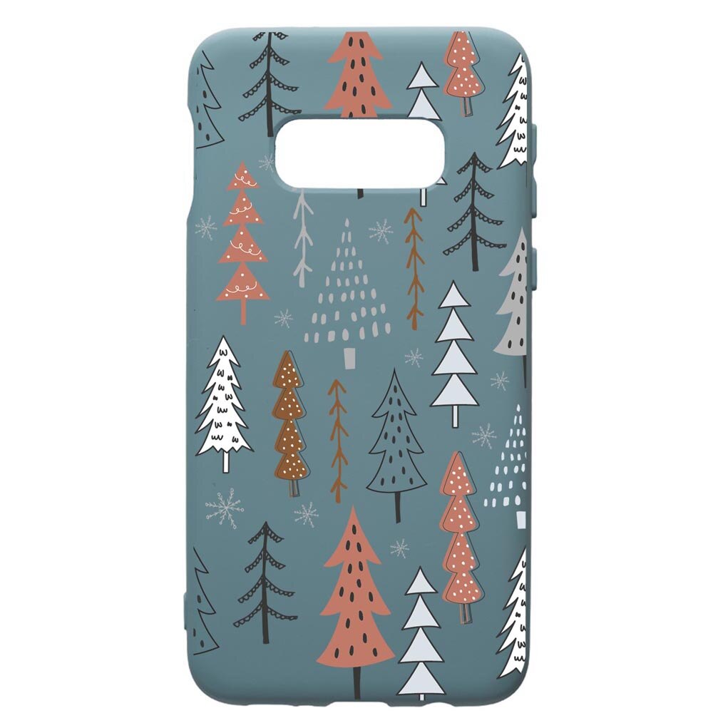 Husa Premium Silicon Compatibila Cu Samsung Galaxy S10, Hand Drawn Christmas Tree, silicon, cu interiorul din material textil, protectie camera, Cornflower, PCF875