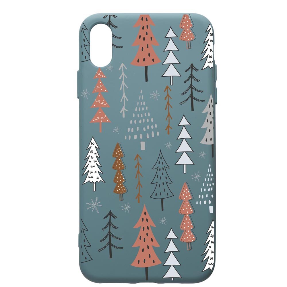 Husa Premium Silicon Compatibila Cu Apple iPhone XS Max, Hand Drawn Christmas Tree, silicon, cu interiorul din material textil, protectie camera, Cornflower, PCF875