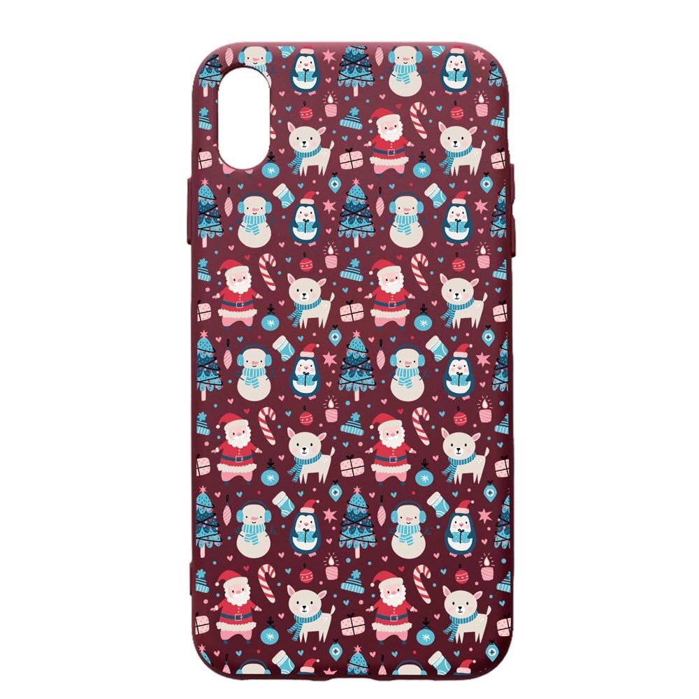 Husa Premium Silicon compatibila cu Samsung Galaxy A10, Christmas Ornaments, cu interiorul din material textil, protectie camera, Burgundy, PBR876