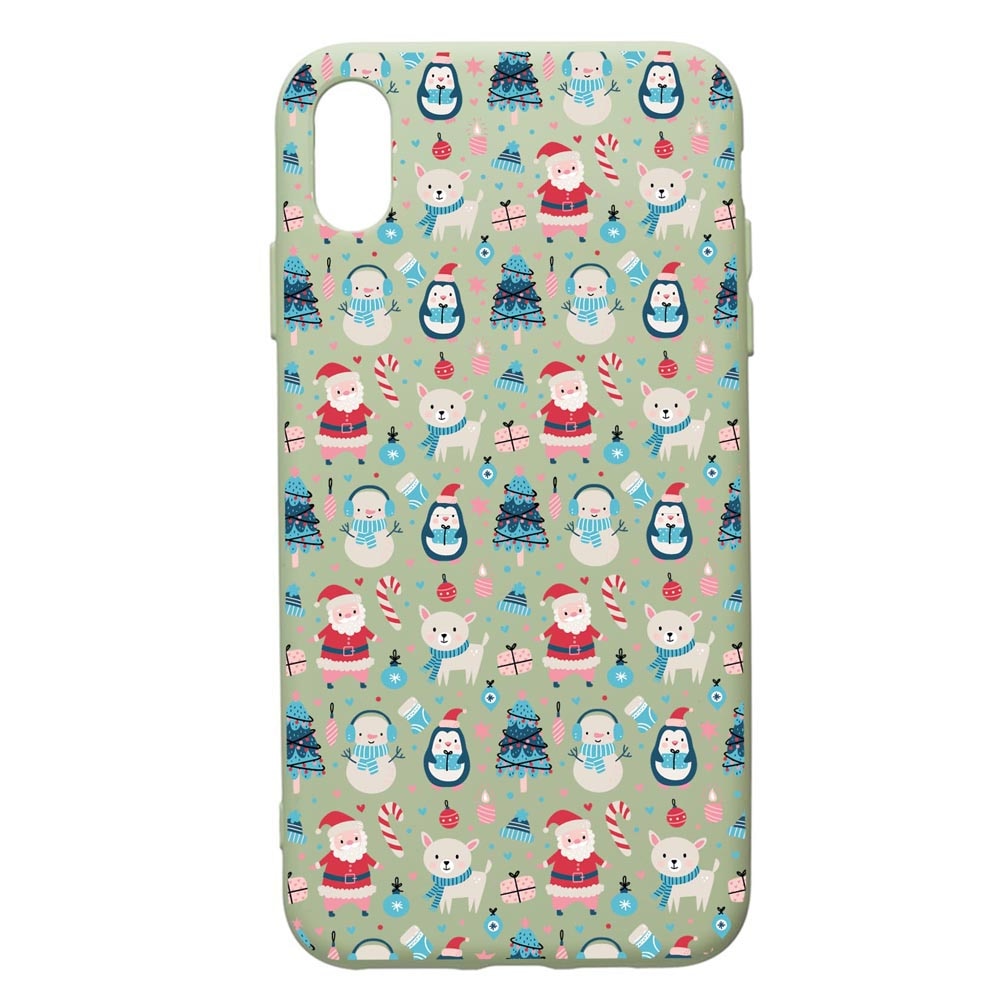 Husa Premium Silicon Compatibila Cu Apple iPhone XS Max, Christmas Ornaments, cu interiorul din material textil, protectie camera, Beryl, PGR876