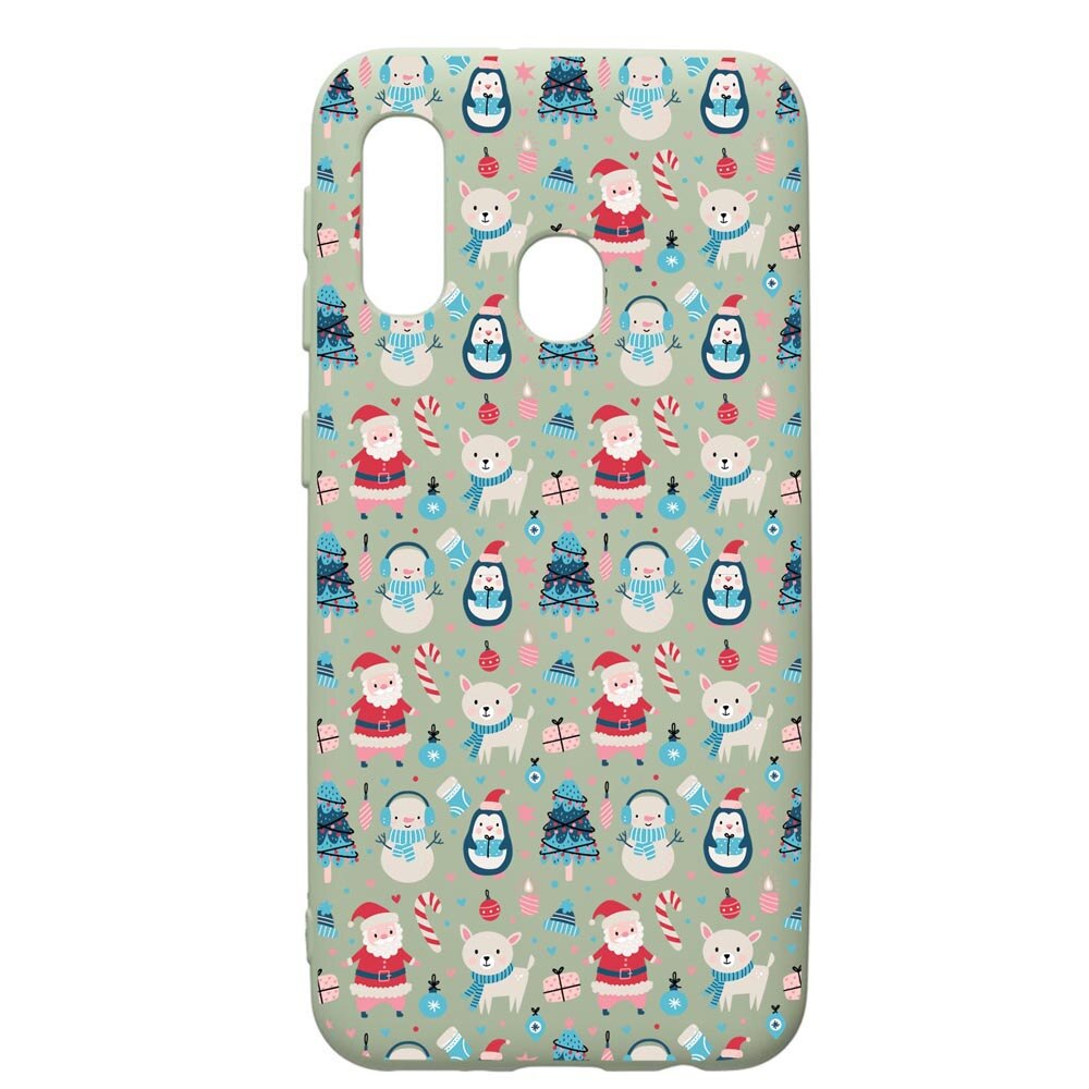Husa Premium Silicon Compatibila Cu Samsung Galaxy A40, Christmas Ornaments, cu interiorul din material textil, protectie camera, Beryl, PGR876