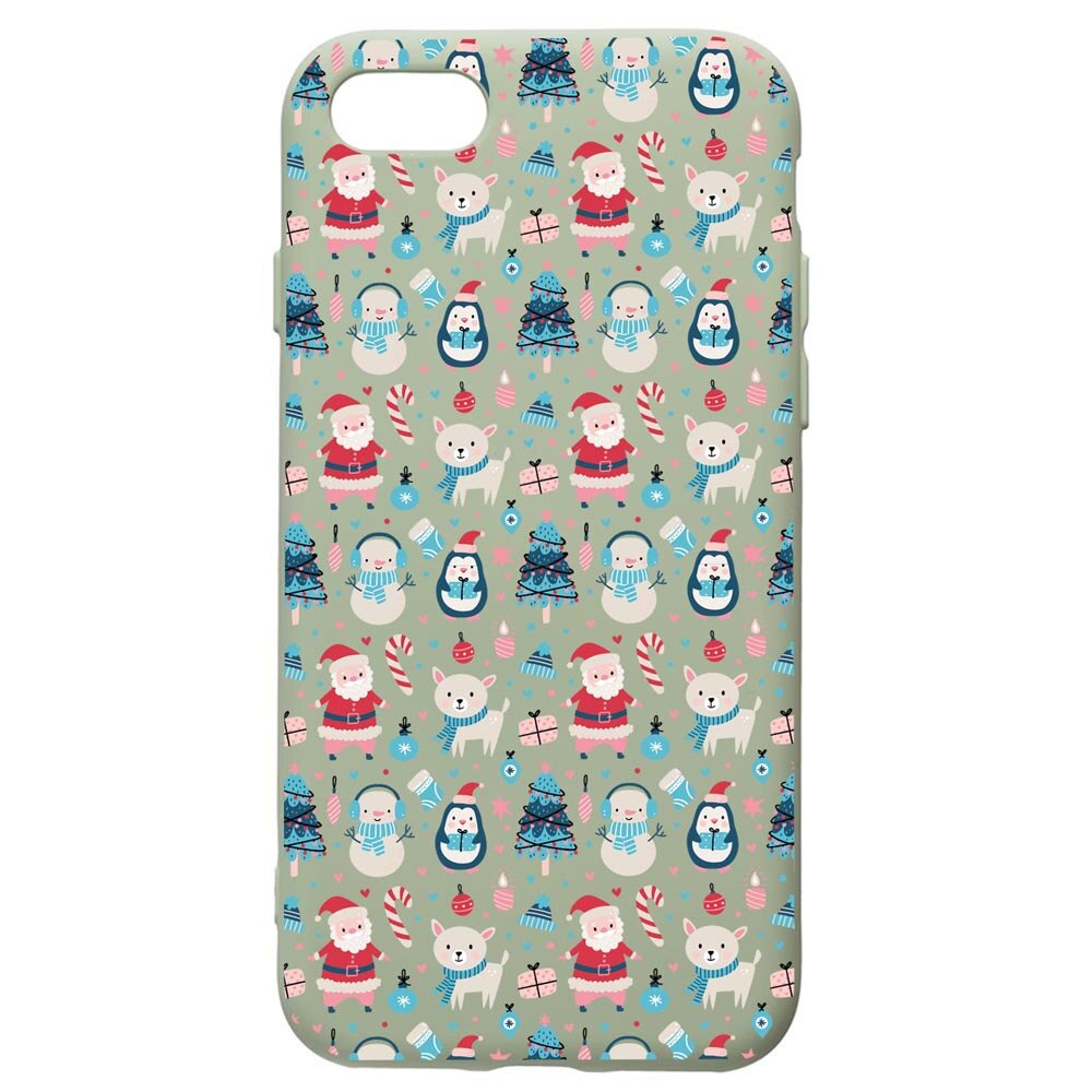 Husa Premium Silicon Compatibila Cu Apple iPhone SE 2 / iPhone 8 / iPhone 7, Christmas Ornaments, cu interiorul din material textil, protectie camera, Beryl, PGR876