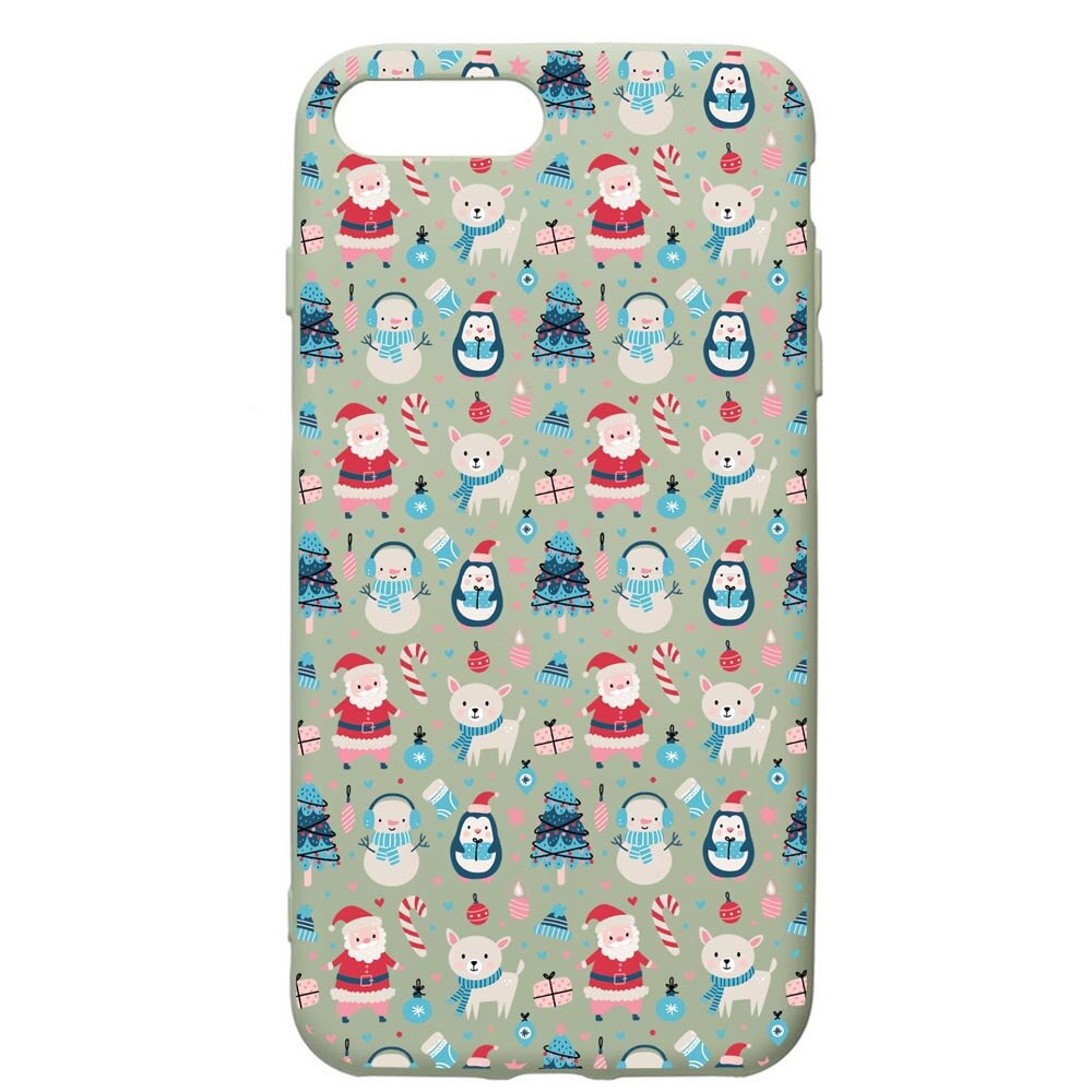 Husa Premium Silicon Compatibila Cu Apple iPhone 8 Plus / iPhone 7 Plus, Christmas Ornaments, cu interiorul din material textil, protectie camera, Beryl, PGR876