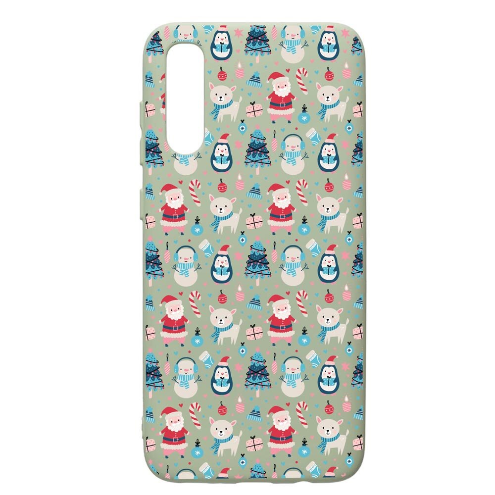 Husa Premium Silicon Compatibila Cu Samsung Galaxy A70, Christmas Ornaments, cu interiorul din material textil, protectie camera, Beryl, PGR876