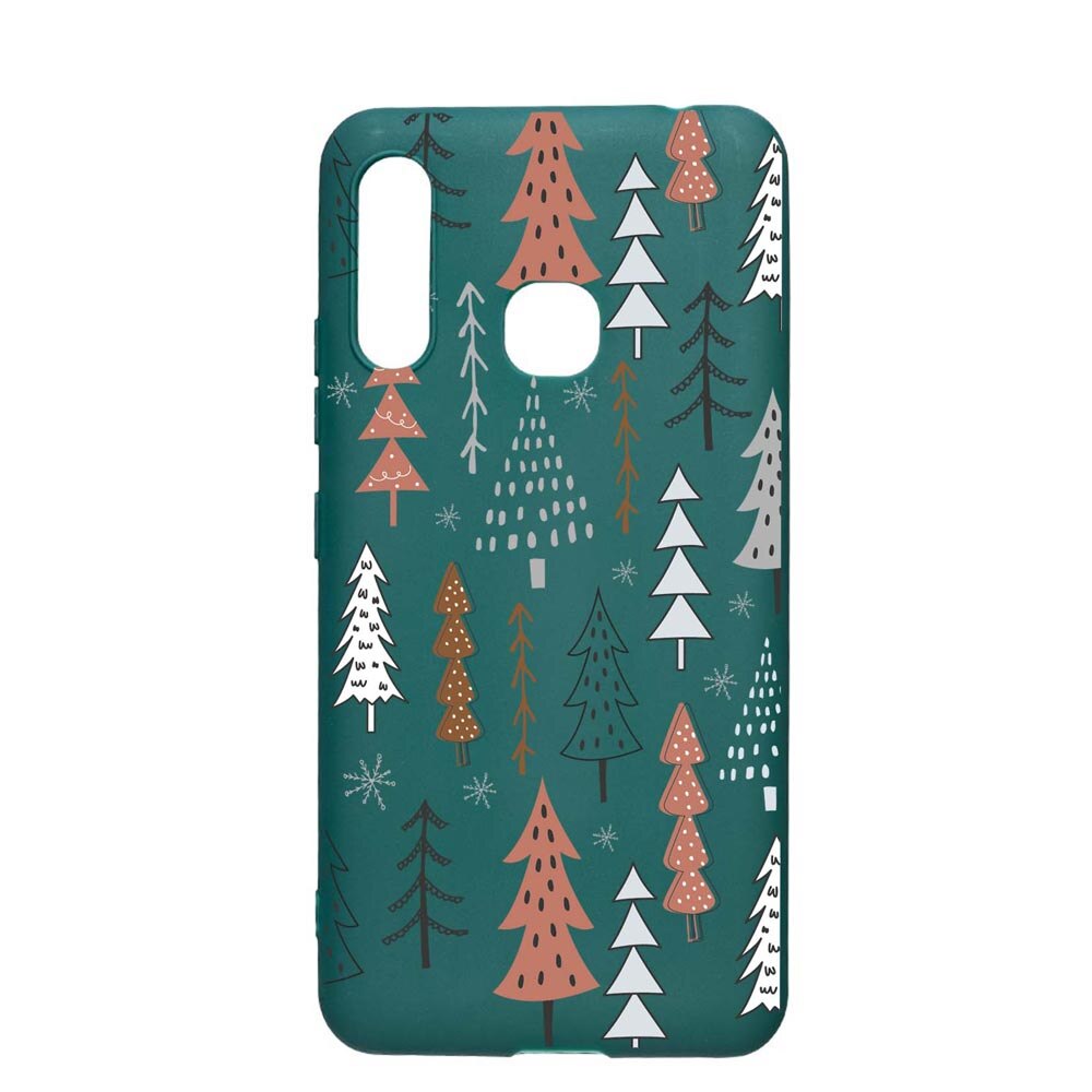 Husa Silicon Compatibila cu Samsung Galaxy A70e, Hand Drawn Christmas Tree, rezistenta la uzura, anti-alunecare, ForestGreen, FG875