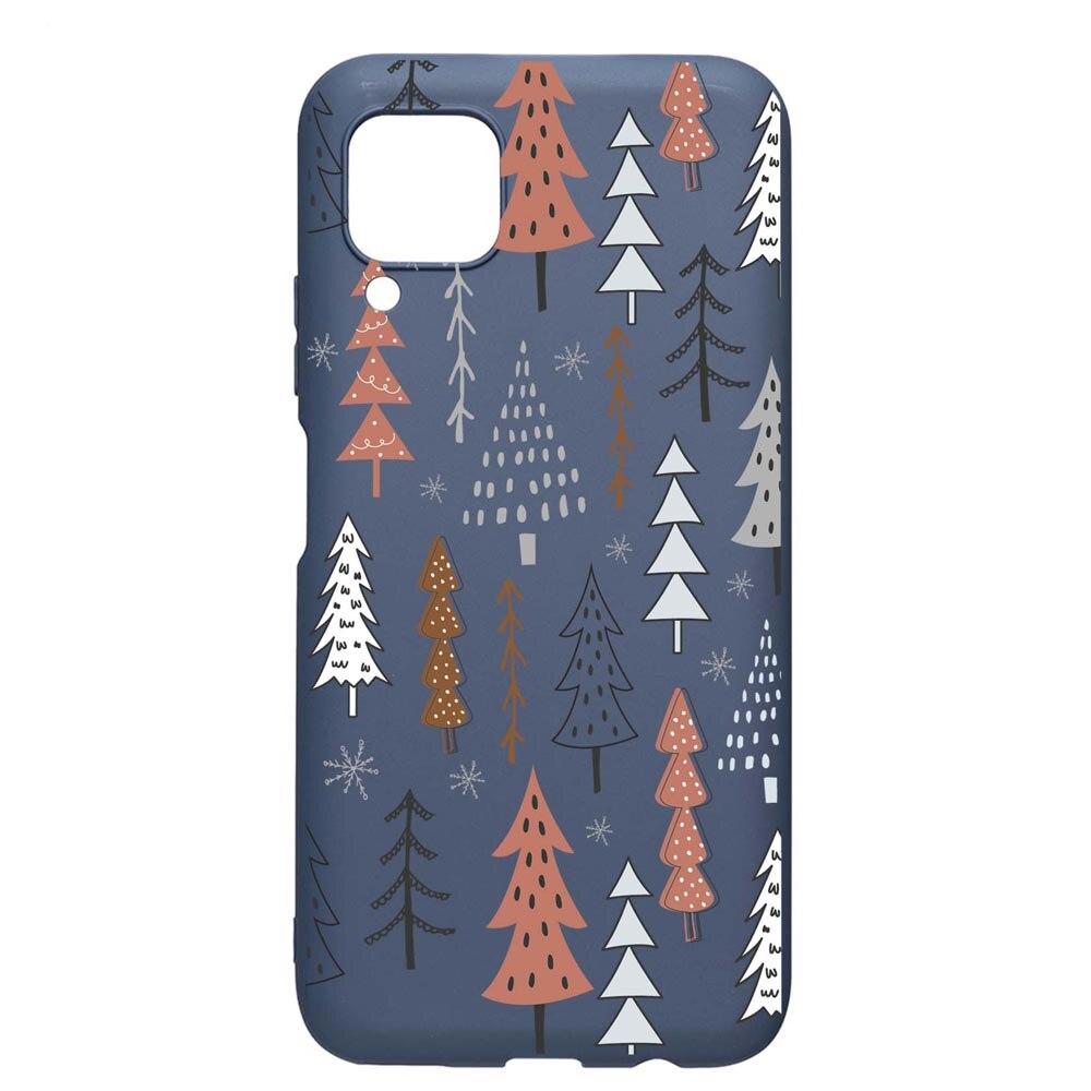 Husa Silicon Compatibila Cu Huawei P40 Lite, Hand Drawn Christmas Tree, rezistenta la uzura, anti-alunecare, AlaskanBlue, AB875
