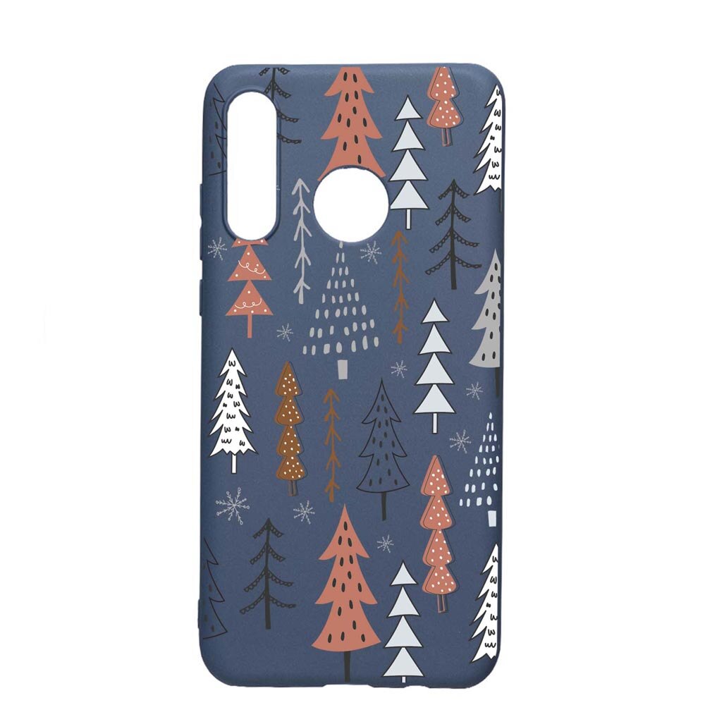Husa Silicon Compatibila Cu Huawei P30 Lite, Hand Drawn Christmas Tree, rezistenta la uzura, anti-alunecare, AlaskanBlue, AB875