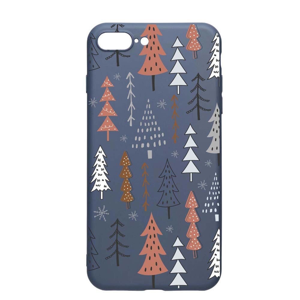 Husa Silicon Compatibila Cu Apple iPhone 8 Plus / 7 Plus, Hand Drawn Christmas Tree, rezistenta la uzura, anti-alunecare, AlaskanBlue, AB875