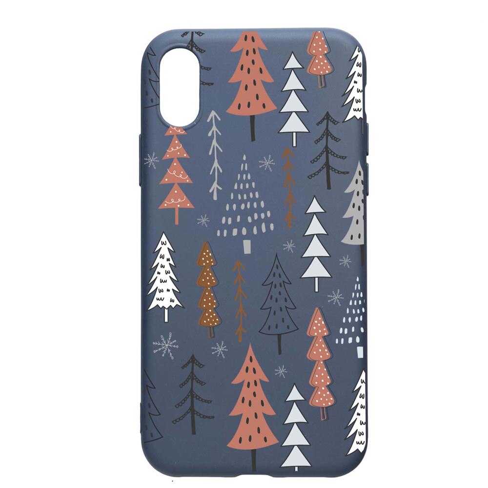 Husa Silicon Compatibila Cu Apple iPhone XR, Hand Drawn Christmas Tree, rezistenta la uzura, anti-alunecare, AlaskanBlue, AB875
