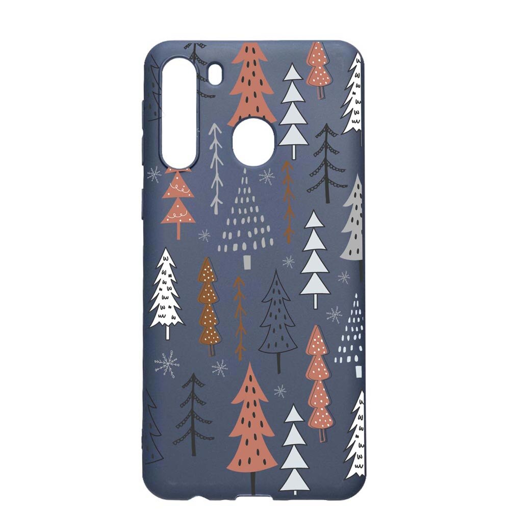 Husa Silicon Compatibila Cu Samsung Galaxy A21, Hand Drawn Christmas Tree, rezistenta la uzura, anti-alunecare, AlaskanBlue, AB875