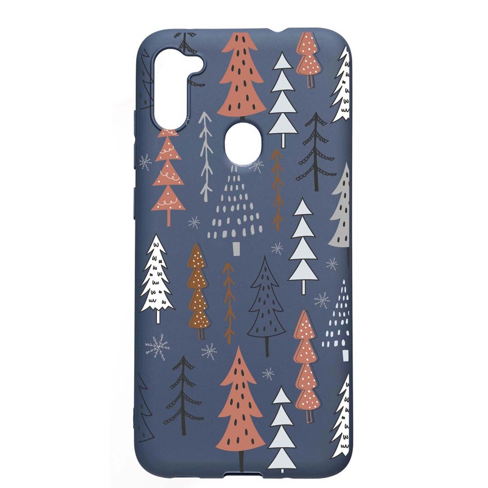 Husa Silicon Compatibila Cu Samsung Galaxy A11, Hand Drawn Christmas Tree, rezistenta la uzura, anti-alunecare, AlaskanBlue, AB875