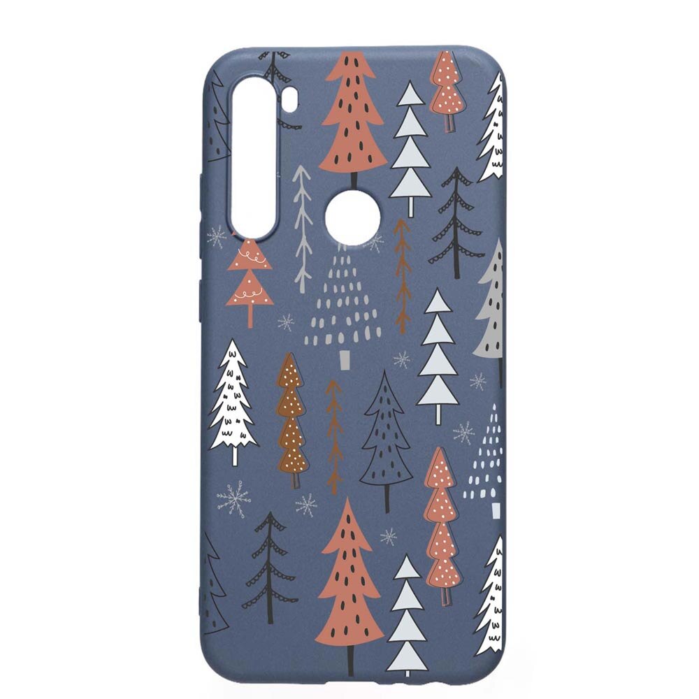 Husa Silicon Compatibila Cu Xiaomi Redmi Note 8, Hand Drawn Christmas Tree, rezistenta la uzura, anti-alunecare, AlaskanBlue, AB875