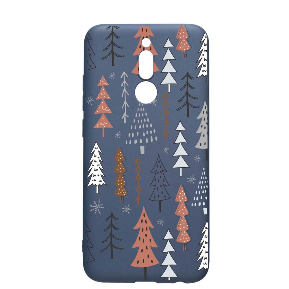 Husa Silicon Compatibila Cu Xiaomi Redmi 8, Hand Drawn Christmas Tree, rezistenta la uzura, anti-alunecare, AlaskanBlue, AB875