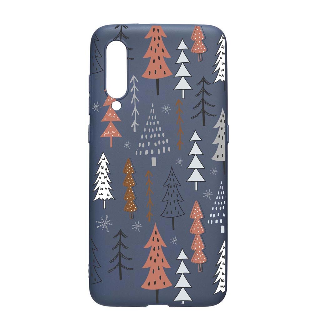 Husa Silicon Compatibila Cu Xiaomi Mi 9, Hand Drawn Christmas Tree, rezistenta la uzura, anti-alunecare, AlaskanBlue, AB875