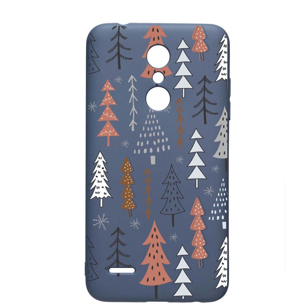 Husa Silicon Compatibila Cu LG K11 / K11 Plus / K10 2018, Hand Drawn Christmas Tree, rezistenta la uzura, anti-alunecare, AlaskanBlue, AB875