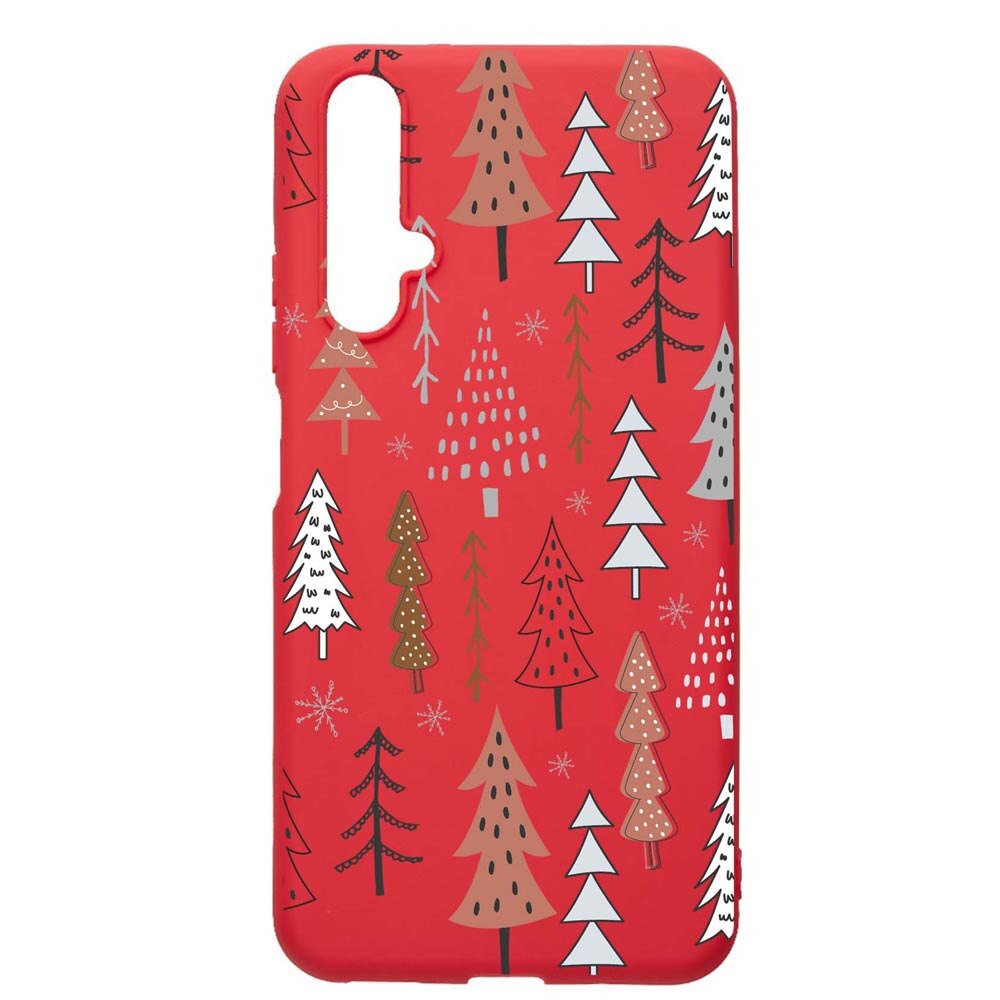 Husa Silicon Compatibila Cu Huawei Nova 5T, Hand Drawn Christmas Tree, rezistenta la uzura, anti-alunecare, Red, R875