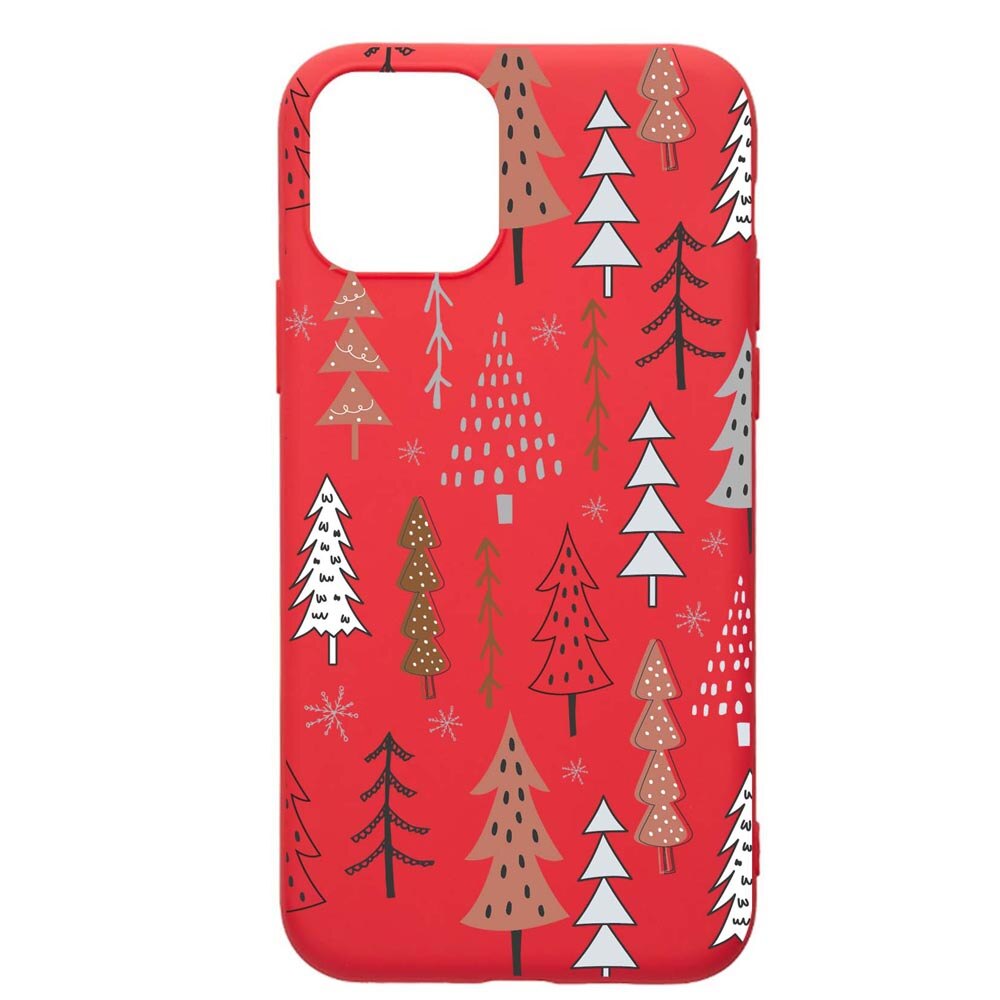 Husa Silicon Compatibila Cu Apple iPhone 12 Pro Max, Hand Drawn Christmas Tree, rezistenta la uzura, anti-alunecare, Red, R875