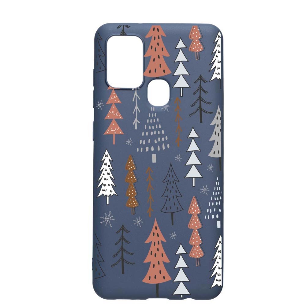 Husa Silicon Compatibila Cu Samsung Galaxy A21s, Hand Drawn Christmas Tree, rezistenta la uzura, anti-alunecare, AlaskanBlue, AB875