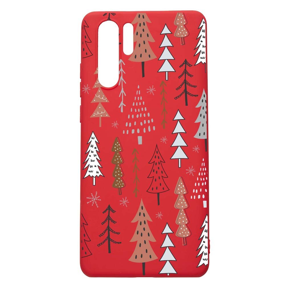 Husa Silicon Compatibila Cu Huawei P30 Pro, Hand Drawn Christmas Tree, rezistenta la uzura, anti-alunecare, Red, R875