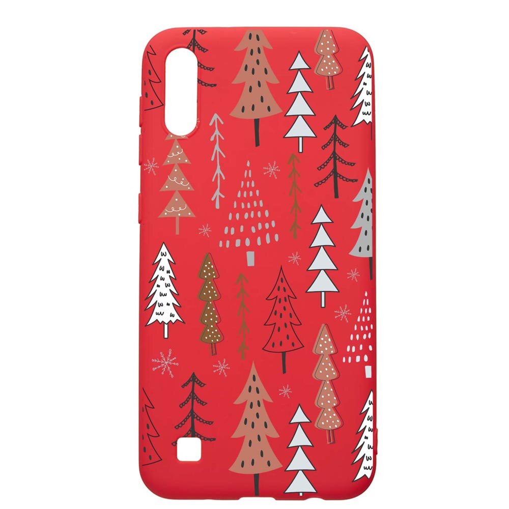 Husa Silicon Compatibila Cu Samsung Galaxy A10, Hand Drawn Christmas Tree, rezistenta la uzura, anti-alunecare, Red, R875