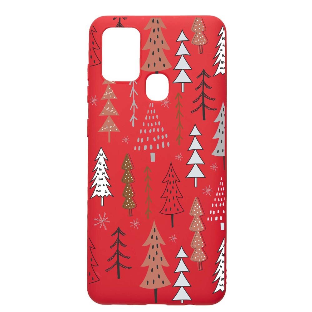 Husa Silicon Compatibila Cu Samsung Galaxy A21s, Hand Drawn Christmas Tree, rezistenta la uzura, anti-alunecare, Red, R875