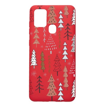 Husa Silicon Compatibila Cu Samsung Galaxy A21s, Hand Drawn Christmas Tree, rezistenta la uzura, anti-alunecare, Red, R875 Husa Silicon Compatibila Cu Samsung Galaxy A21s, Hand Drawn Christmas Tree, rezistenta la uzura, anti-alunecare, Red, R875