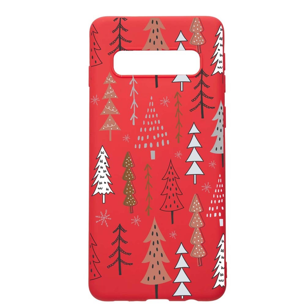Husa Silicon Compatibila Cu Samsung Galaxy S10E, Hand Drawn Christmas Tree, rezistenta la uzura, anti-alunecare, Red, R875