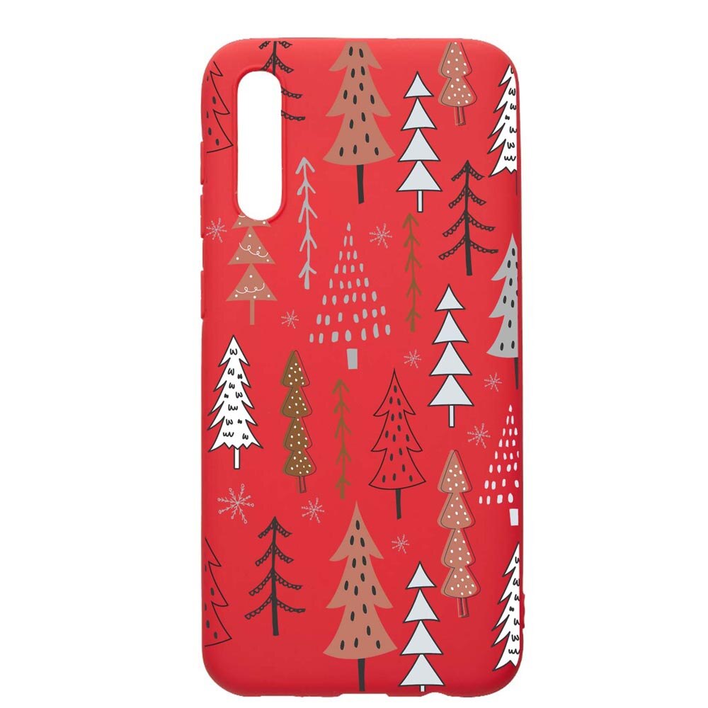 Husa Silicon Compatibila Cu Samsung Galaxy A50, Hand Drawn Christmas Tree, rezistenta la uzura, anti-alunecare, Red, R875