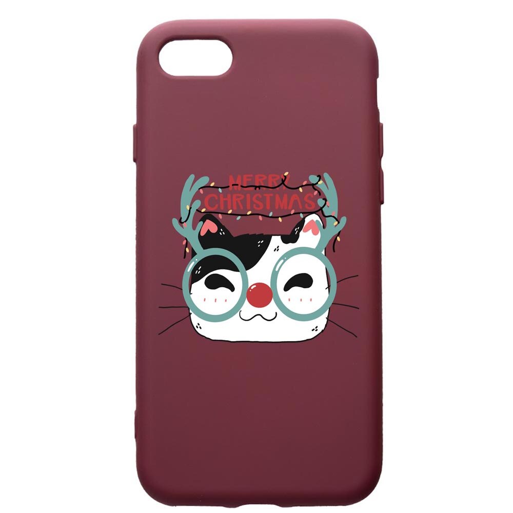 Husa Premium Silicon compatibila cu Apple iPhone SE 2 / iPhone 8 / iPhone 7, I Want To Be Rudolph, cu interiorul din material textil, protectie camera, Burgundy, PBR877
