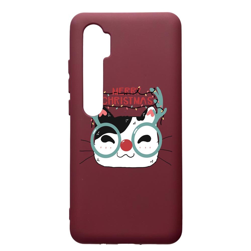 Husa Premium Silicon compatibila cu Xioami Mi Note 10, I Want To Be Rudolph, cu interiorul din material textil, protectie camera, Burgundy, PBR877