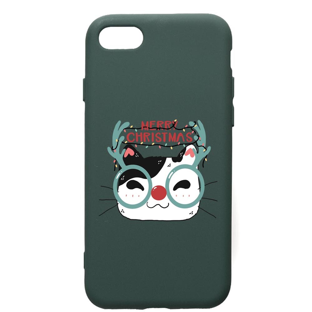Husa Premium Silicon Compatibila Cu Apple iPhone SE 2 / iPhone 8 / iPhone 7, I Want To Be Rudolph, cu interiorul din material textil, protectie camera, Forest Green, PFG877