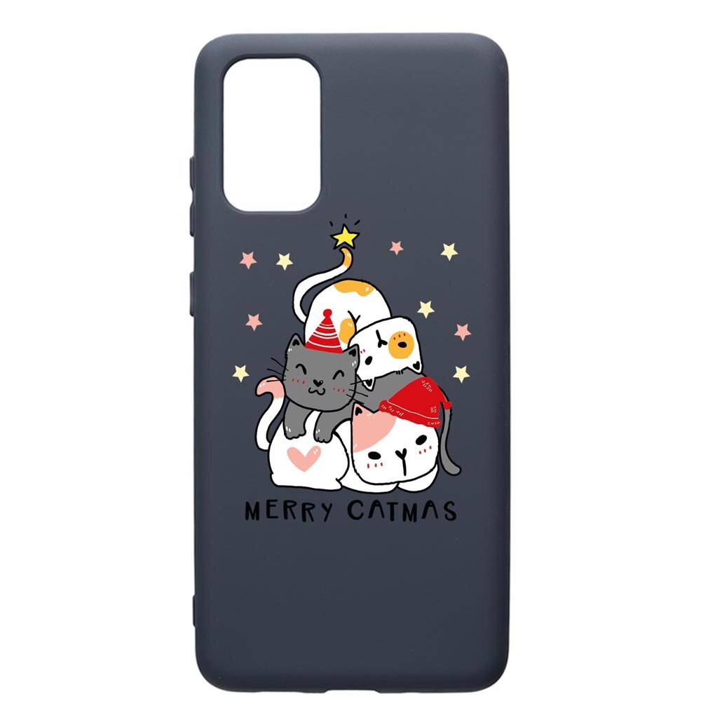 Husa Premium Silicon Compatibila Cu Samsung Galaxy S20 Plus, Merry Catmas, cu interiorul din material textil, protectie camera, Alaskan Blue, PAB878
