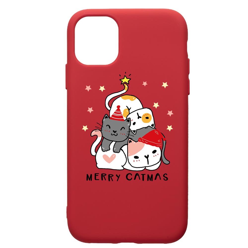 Husa Premium Silicon Compatibila Cu Samsung Galaxy A51, Merry Catmas, silicon, cu interiorul din material textil, protectie camera, Red, PR878